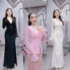 S1 - Set Áo Kèm Chân Váy: Áo Ren Hoa Nổi Tay Loe Kèm Chân Váy Phi Lụa Đuôi Cá
