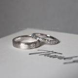  Quinn Cặp nhẫn vàng trắng Moissanite CP-Quinn-WG10 