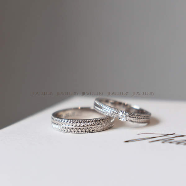  Oléra Cặp nhẫn vàng trắng Moissanite CP-Oléra-WG10 