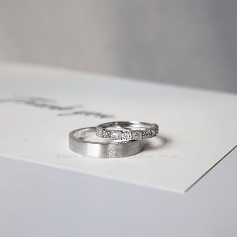 Lueur - Cặp nhẫn cưới đá Moissanite