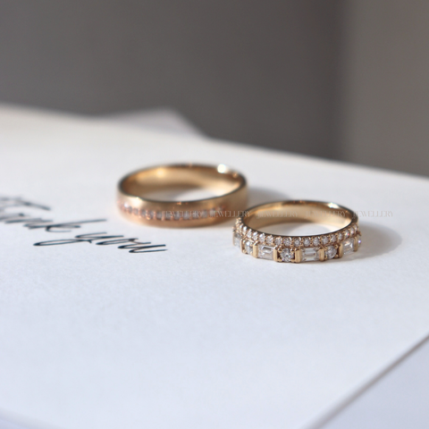 Aurelia Cặp nhẫn vàng champagne Moissanite CP-Aurelia-CG10
