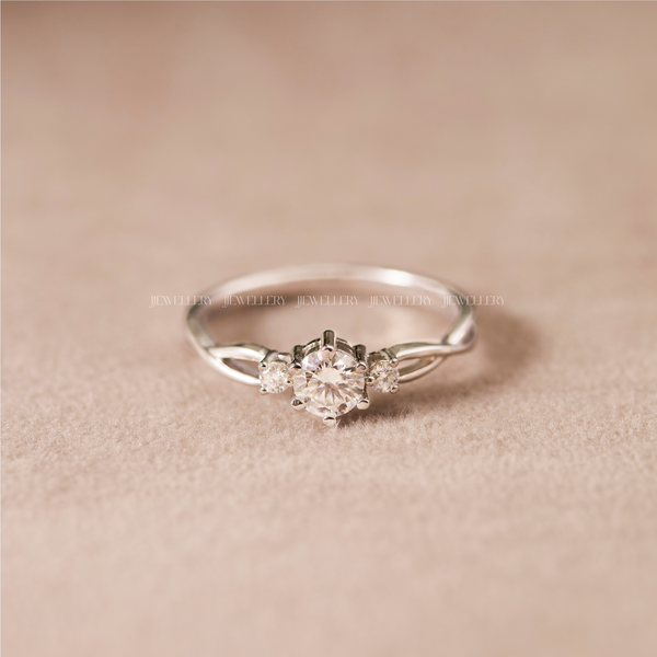  Déesse Nhẫn nữ vàng trắng Moissanite LR-Déesse-WG10 