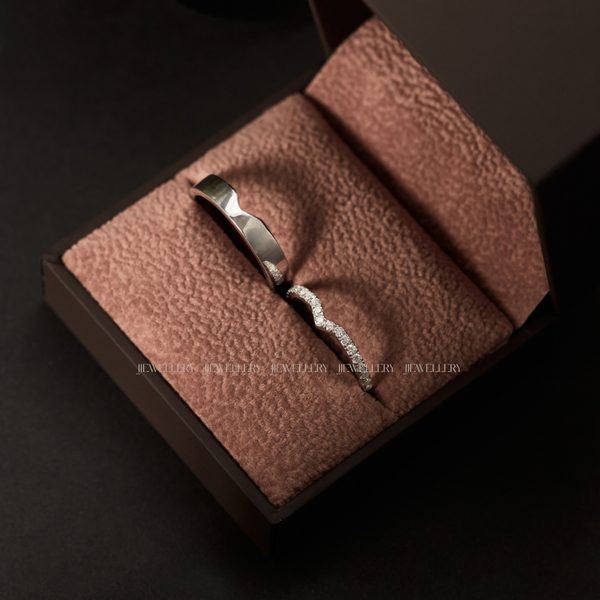  Desir Cặp nhẫn cưới vàng trắng Moissanite CP-Desir-WG10 