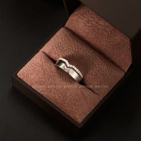 Desir Cặp nhẫn cưới vàng trắng Moissanite CP-Desir-WG10