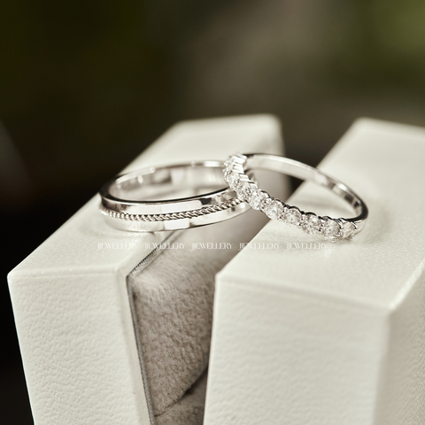 Elysian - Cặp nhẫn cưới đá Moissanite