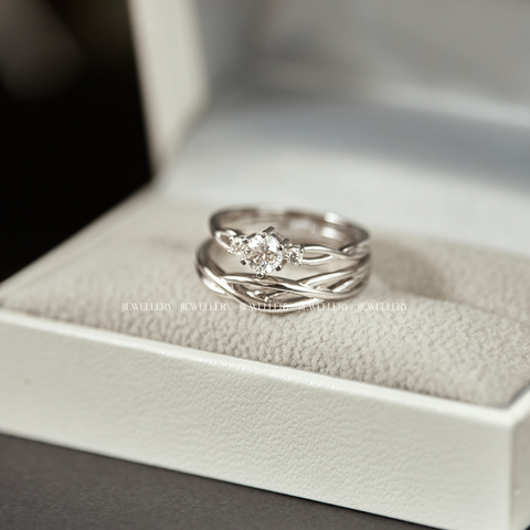 Eprise - Cặp nhẫn cưới đá Moissanite