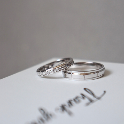 Grainne - Cặp nhẫn cưới đá Moissanite