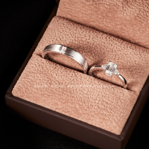 Hebe - Cặp nhẫn cưới đá Moissanite