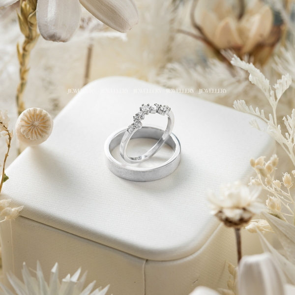  Lael Cặp nhẫn cưới vàng trắng Moissanite CP-Lael-WG10 