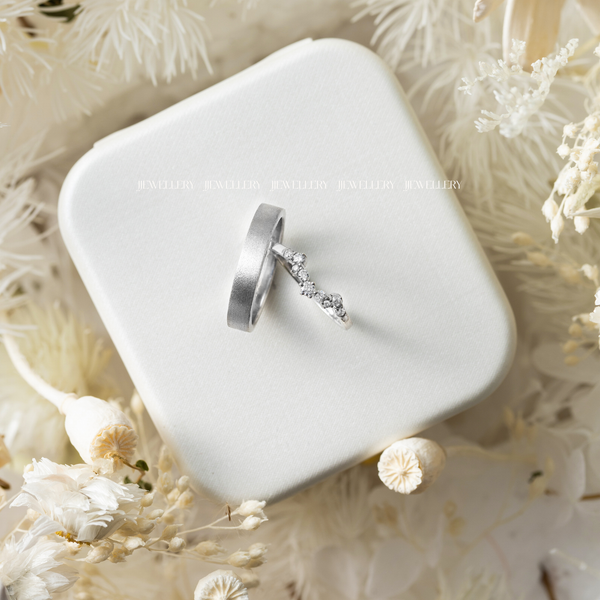  Lael Cặp nhẫn cưới vàng trắng Moissanite CP-Lael-WG10 