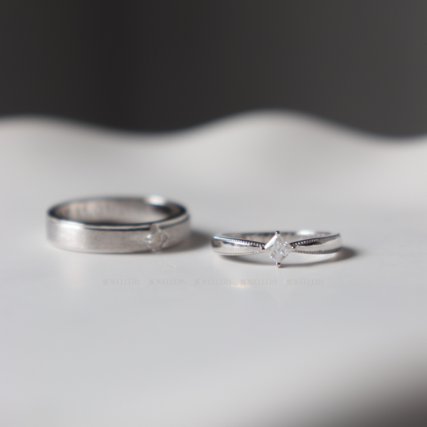  Light Cặp nhẫn cưới vàng trắng Moissanite CP-Light-WG10 