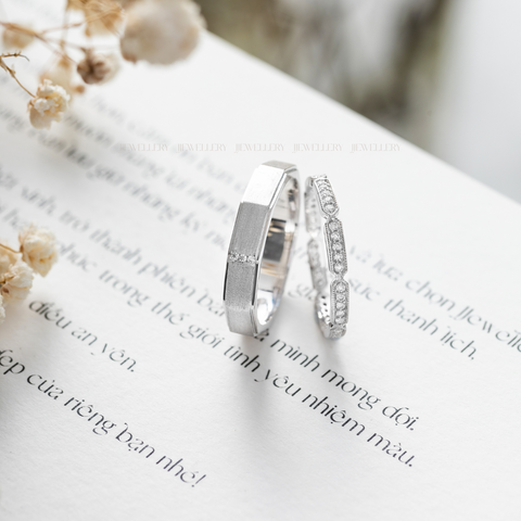 Lilian - Cặp nhẫn cưới đá Moissanite