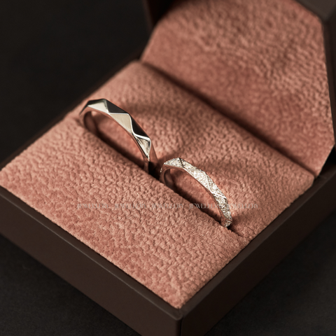 Lune - Cặp nhẫn cưới đá Moissanite