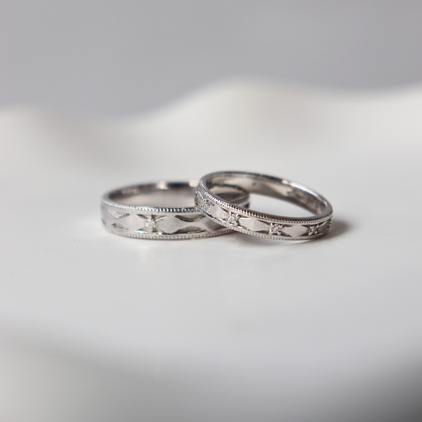  Merris Cặp nhẫn vàng trắng Moissanite CP-Merris-WG10 