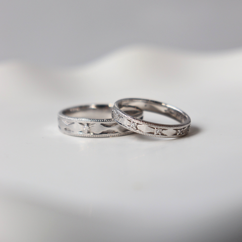 Merris - Cặp nhẫn cưới đá Moissanite