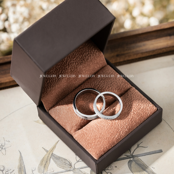  Terra Cặp nhẫn cưới vàng trắng Moissanite CP-Terra-WG10 
