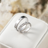  Verosie Cặp nhẫn cưới vàng trắng Moissanite CP-Verosie-WG10 