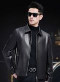  Áo khoác da nam phong cách doanh nhân Màu sắc: đen sâm panh/nâu Lớp lót: sợi polyester Vải: da dê cao cấp mềm mại 