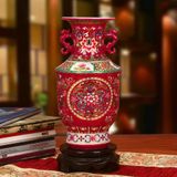  Bình hoa đỏ chúc phúc may mắn Chất liệu gốm sứ Sử dụng đồ trưng bày  Kt 13*26 d đáy 8 d miệng 10 nặng 1~2kg 