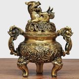  Lư hương Rồng trang trí Chất liệu đồng Sử dụng đồ trưng bày Kt 18*12*20cm nặng 1.4kg 