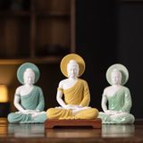  Thích Ca Mâu Ni Đại Tôn Phật Như Lai Chất liệu gốm sứ Sử dụng đồ trưng bày Kt 15*12*19cm 