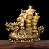  Thuyền Buồm Như Ý may mắn Chất liệu đồng Sử dụng đồ trưng bày Kt 29*7*26cm nặng 2.7kg 