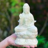  Quan âm đá trắng xanh cao 20cm 