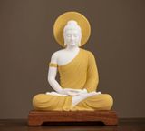  Thích Ca Mâu Ni Đại Tôn Phật Như Lai Chất liệu gốm sứ Sử dụng đồ trưng bày Kt 15*12*19cm 