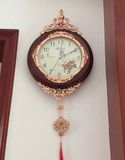  Đồng hồ treo tường chuyển động sóng vô tuyến Chất liệu đồng + gỗ + gương thuỷ tinh + pin AA 