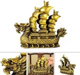  Thuyền Buồm Như Ý may mắn Chất liệu đồng Sử dụng đồ trưng bày Kt 29*7*26cm nặng 2.7kg 