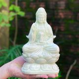  Quan âm đá trắng xanh cao 20cm 