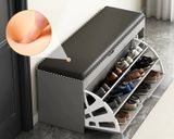  Tủ giày sang trọng Chất liệu ván nhân tạo + da PU Sử dụng để cửa ra vào, ngồi thay giày dễ dàng, cất giày dép gọn gàng Kt 100*30*51 