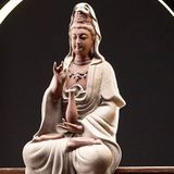  Tượng Quan Thế Âm Bồ Tát lư hương chảy ngược sáng tạo Chất liệu gốm sứ + gỗ + sắt + đèn LED 