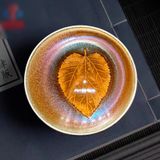  TÁCH TRÀ LÁ GỖ VÀNG CAO CẤP Chất liệu: gốm sứ 