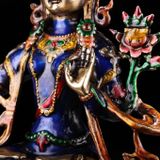  Tượng Phật Văn Thù cầm kiếm Chất liệu đồng + cloisonne Sử dụng đồ trưng bày Kt 18*21 cm nặng 1206g 