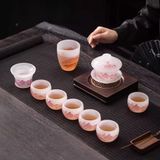  Bộ ấm chén trà ngọc hồng phong cảnh  Chất liệu Lưu Ly tráng men + lọc thép không gỉ 304 