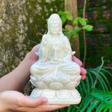  Quan âm đá trắng xanh cao 20cm 