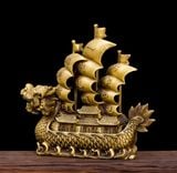  Thuyền Buồm Như Ý may mắn Chất liệu đồng Sử dụng đồ trưng bày Kt 29*7*26cm nặng 2.7kg 