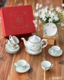  ẤM CHÉN ĐÀI CÁC TRÚC CHUỒN MEN KEM Dung tích: 450ml Chất liệu: Hàng vẽ tay, men khử 