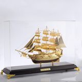  Quà tặng cao cấp sang trọng Thuận buồm xuôi gió bằng đồng dát vàng  Kt 31* 21*11 