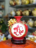  Bình hút Lộc dát vàng h18-D16 gốm sứ Bát Tràng 