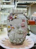  Bình gốm sứ Bát Tràng đắp nổi họa tiết cặp đôi thỏ H45 dk 24cm 