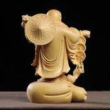 Tượng Phật Di Lặc may mắn Chất liệu gỗ hoàng dương Sử dụng đồ trưng bày Kt 9.5*6*13cm 