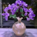  Châu cây hoa tím trang trí Chất liệu thạch anh tím Sử dụng đồ trưng bày Kt 15*28 