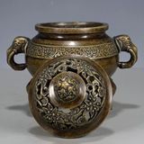  Lư hương tai voi trang trí Chất liệu đồng Sử dụng đồ trưng bày Kt 17*19.5cm 