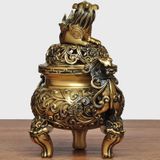  Lư hương Rồng trang trí Chất liệu đồng Sử dụng đồ trưng bày Kt 18*12*20cm nặng 1.4kg 
