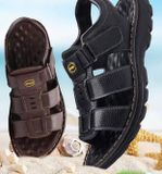  Sandal da nam cao cấp Chất liệu da bò + đế PUc Thoáng khí và đế chống trơn trượt, chống mài mòn 