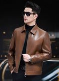  Áo khoác da nam phong cách doanh nhân Màu sắc: đen sâm panh/nâu Lớp lót: sợi polyester Vải: da dê cao cấp mềm mại 