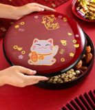  Hộp bày kẹo Tết mèo may mắn Chất liệu melamine (sứ giả) 