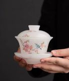  Bộ ấm chén trà sứ ngọc trắng cao cấp Chất liệu Lưu Ly + lọc thép không gỉ 304 